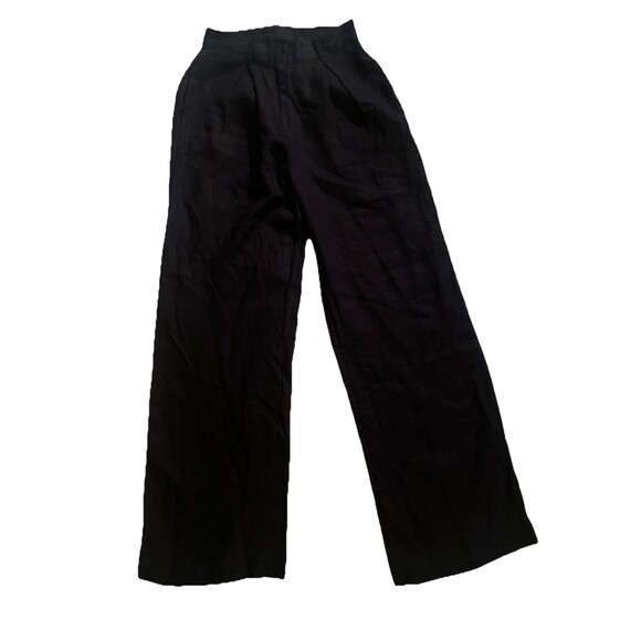 Posse Pants Presley Black Women's Linen Wide-Leg Pleated Trouser XS